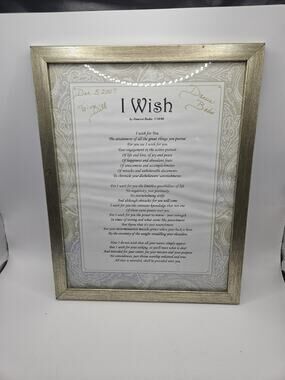 Framed Signed Poem 'I Wish' by Daneea Badio 2007 Personalized To Bill 9x12